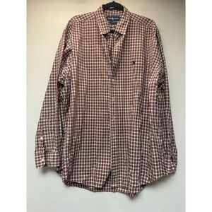 Ralph Lauren Button Down Mens XL Red Plaid Excellent Blake 100% Cotton Shirt